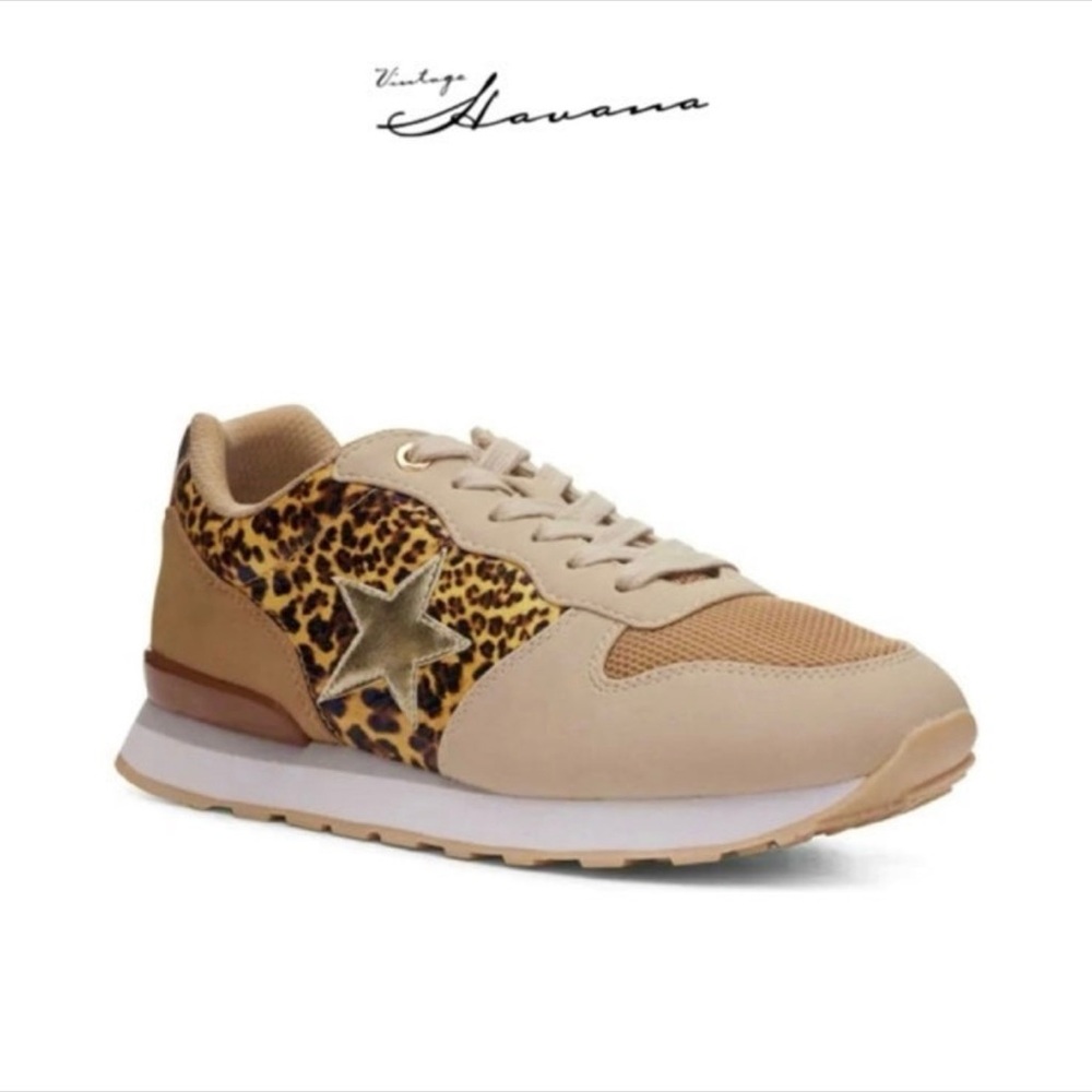 VINTAGE HAVANA Renee Leopard Cheetah Suede Leather Sneakers NWT